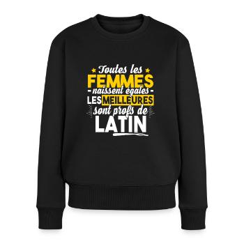 Prof Professeur Latin Métier Citations Noël - Pull Premium bio Femme - noir - Devant - Julia (174cm)
