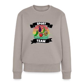 Équipe sportive - Pull Premium bio Femme - taupe - Devant - Julia (174cm)