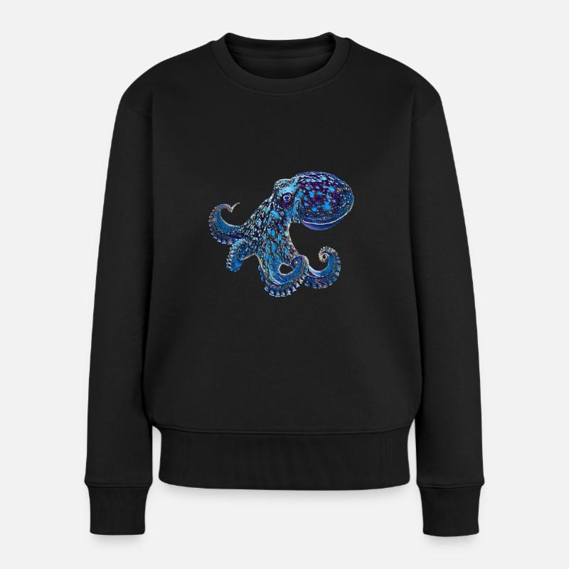 Oktopus - Frauen Premium Bio Pullover - Schwarz