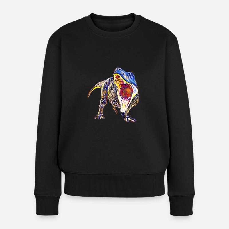 T-Rex - Frauen Premium Bio Pullover - Schwarz