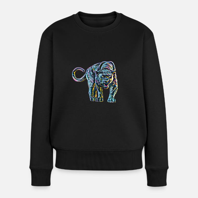 Panther - Frauen Premium Bio Pullover - Schwarz