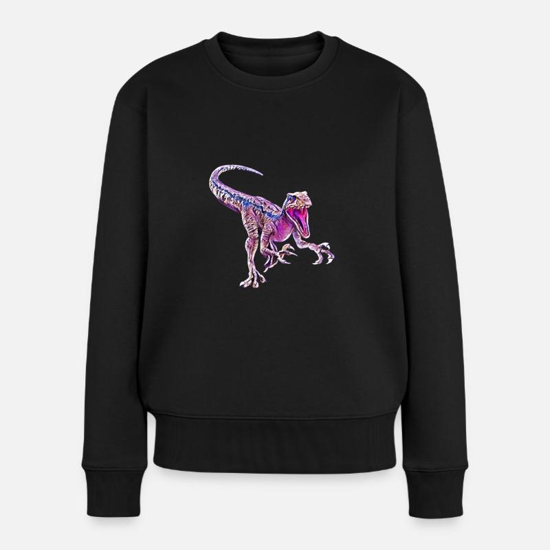 Velociraptor - Frauen Premium Bio Pullover - Schwarz