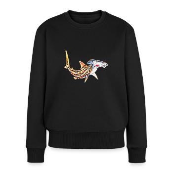Hammerhai - Frauen Premium Bio Pullover - Schwarz - Vorne - Julia (174cm)