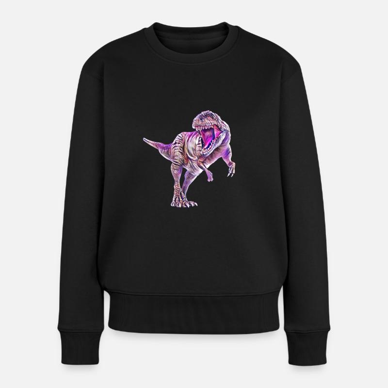 T-Rex - Frauen Premium Bio Pullover - Schwarz
