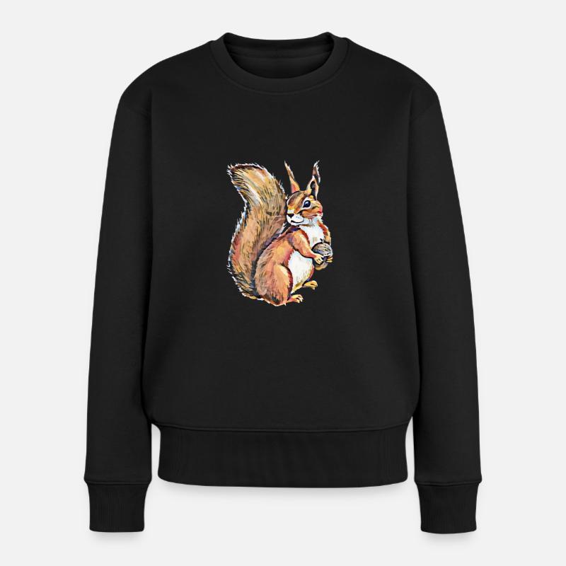 Eichhörnchen - Frauen Premium Bio Pullover - Schwarz