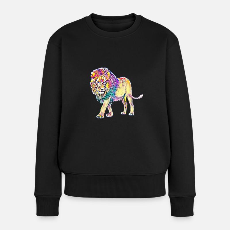 Löwe - Frauen Premium Bio Pullover - Schwarz
