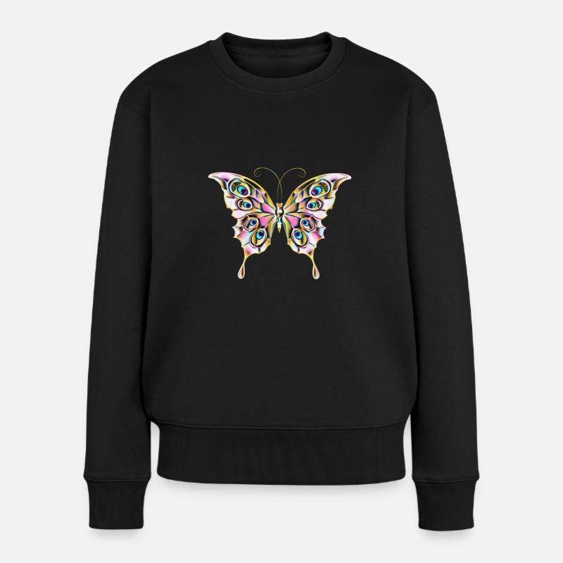 Schmetterling - Frauen Premium Bio Pullover - Schwarz