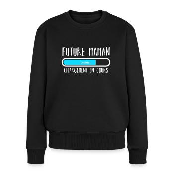 Future maman loading blanc - Pull Premium bio Femme - noir - Devant - Julia (174cm)