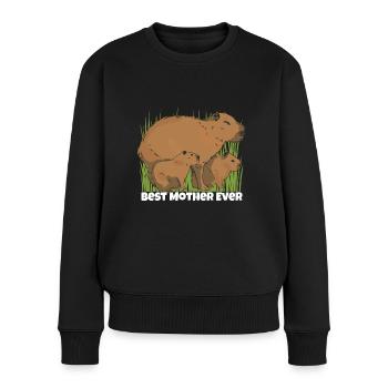 Capybara Fête des mères Meilleure maman - Pull Premium bio Femme - noir - Devant - Julia (174cm)