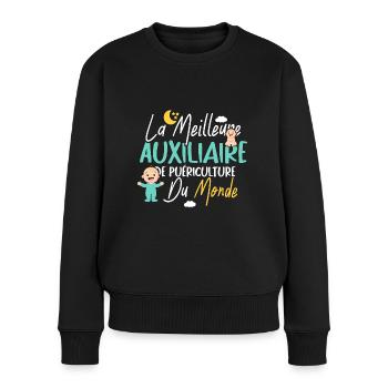 Meilleure Auxiliaire de Puériculture Cadeau Drôle - Pull Premium bio Femme - noir - Devant - Julia (174cm)