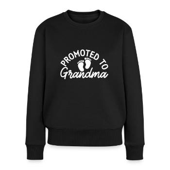 Befördert zur Oma Hallo Oma du wirst Oma - Frauen Premium Bio Pullover - Schwarz - Vorne - Julia (174cm)