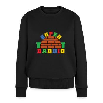 Lustige Super Daddio - Frauen Premium Bio Pullover - Schwarz - Vorne - Julia (174cm)