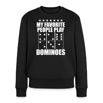 Domino Spiel Design - Frauen Premium Bio Pullover - Schwarz - Vorne - Julia (174cm)