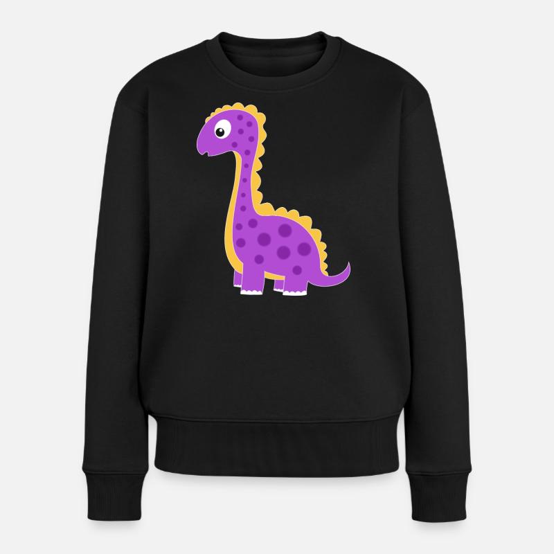 Verspielter Dino mit bunten Punkten - Frauen Premium Bio Pullover - Schwarz