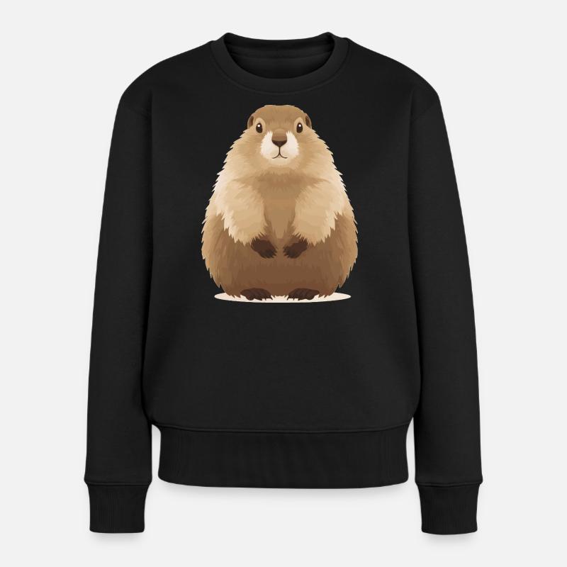 süßes knuffiges Murmeltier - Frauen Premium Bio Pullover - Schwarz