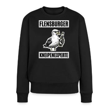 Flensburger Kneipen Experte - Frauen Premium Bio Pullover - Schwarz - Vorne - Julia (174cm)