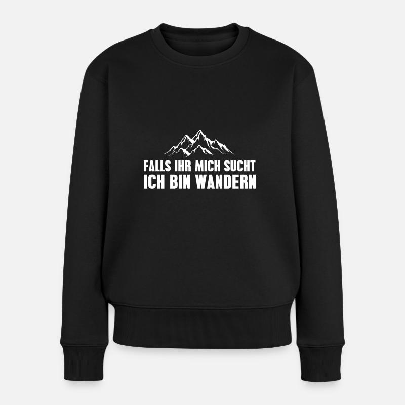 Berge Ich bin Wandern - Frauen Premium Bio Pullover - Schwarz