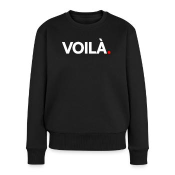 DA HAST DU ES | Reaktion des minimalistischen Humors - Frauen Premium Bio Pullover - Schwarz - Vorne - Julia (174cm)