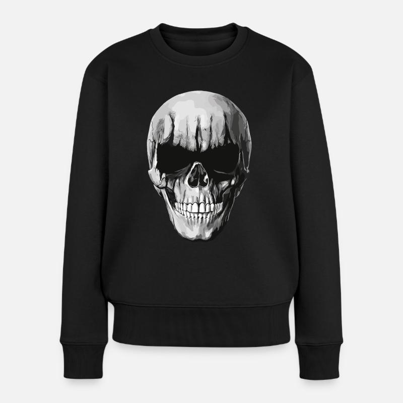 Black Metal Totenkopf - Frauen Premium Bio Pullover - Schwarz