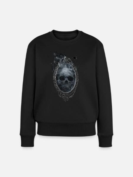 Geist Totenkopf Halloween Horror Gruselig - Frauen Premium Bio Pullover - Schwarz