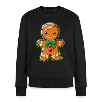Niedlicher Lebkuchenmann - Frauen Premium Bio Pullover - Schwarz - Vorne - Julia (174cm)