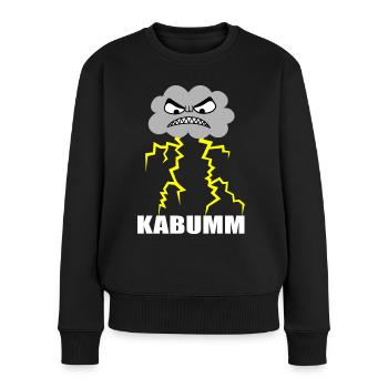 Blitz, Donner, Wetter, Gewitter, Zorn, Wut, Krach - Frauen Premium Bio Pullover - Schwarz - Vorne - Julia (174cm)