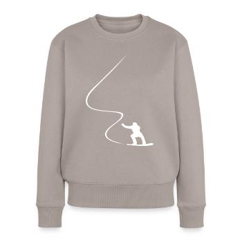 Snowboarder, Courbe, Descente, Freerider, Hiver - Pull Premium bio Femme - taupe - Devant - Julia (174cm)