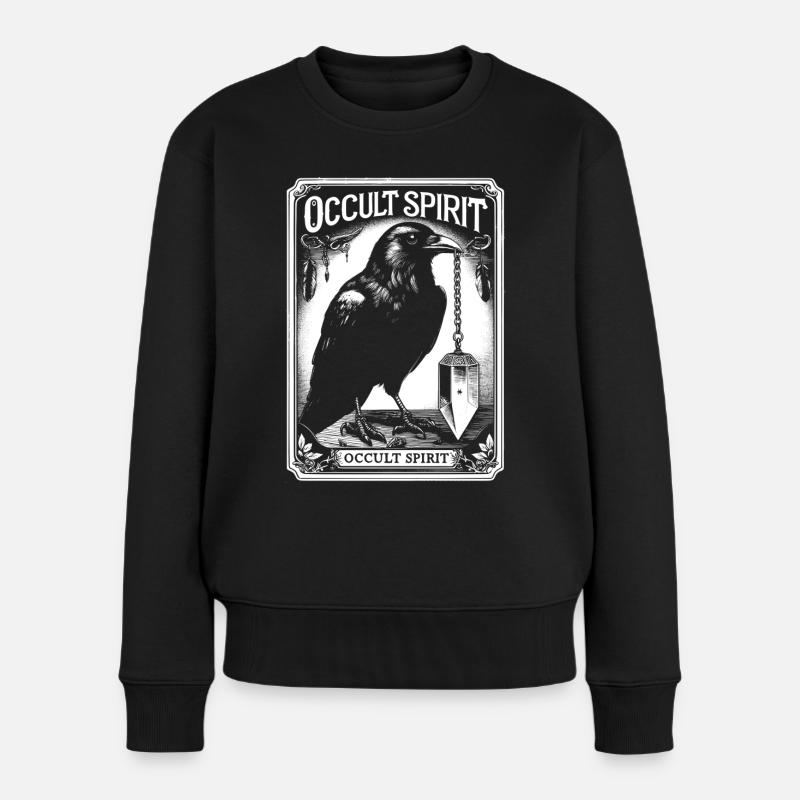 Okkulter Geist Rabe Pendel - Frauen Premium Bio Pullover - Schwarz