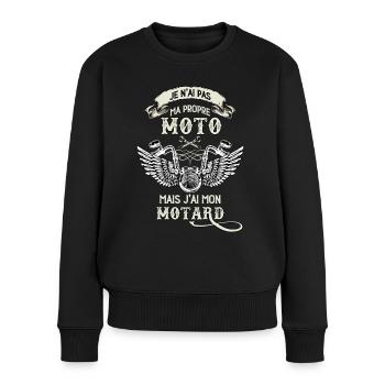 J'ai Mon Motard Cadeau Femme Moto - Pull Premium bio Femme - noir - Devant - Julia (174cm)