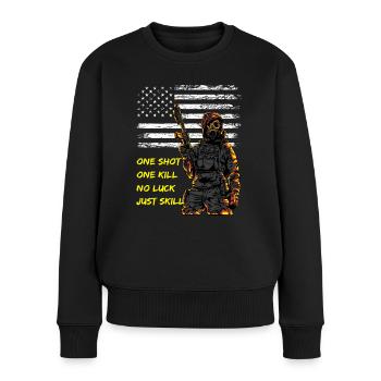 One Shot One Kill No Luck just Skill - Frauen Premium Bio Pullover - Schwarz - Vorne - Julia (174cm)