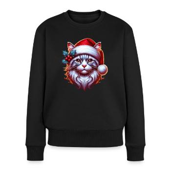 Chat de Noël Noël Noël - Pull Premium bio Femme - noir - Devant - Julia (174cm)