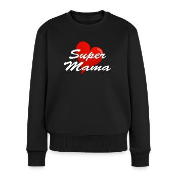SUPER MAMA - Frauen Premium Bio Pullover - Schwarz - Vorne - Julia (174cm)