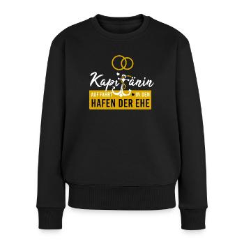Kapitänin Hafen Ehe Junggesellinnenabschied - Frauen Premium Bio Pullover - Schwarz - Vorne - Julia (174cm)