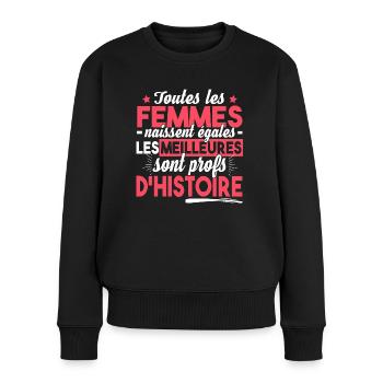 Prof Professeur Histoire Métier Collège Lycée - Pull Premium bio Femme - noir - Devant - Julia (174cm)