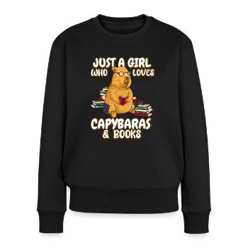 Seulement une femme qui aime le capybara et les livres - Pull Premium bio Femme - noir - Devant - Julia (174cm)