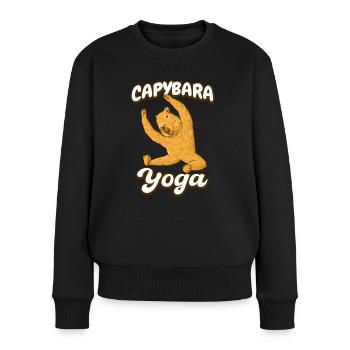 Exercices de yoga Capybara - Pull Premium bio Femme - noir - Devant - Julia (174cm)