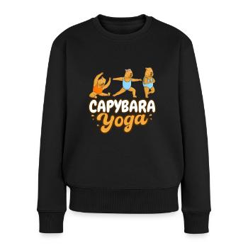 Exercices de yoga Capybara - Pull Premium bio Femme - noir - Devant - Julia (174cm)