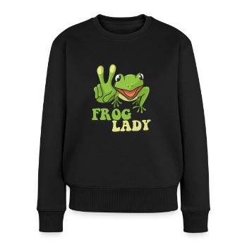 Dame grenouille - Pull Premium bio Femme - noir - Devant - Julia (174cm)