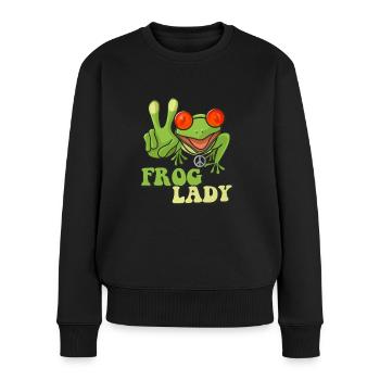 Frog Lady - Frauen Premium Bio Pullover - Schwarz - Vorne - Julia (174cm)