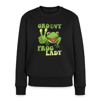 Groovy Frog Lady - Pull Premium bio Femme - noir - Devant - Julia (174cm)