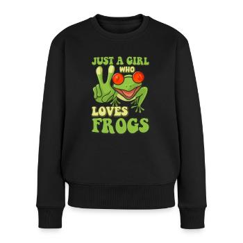 Juste une fille qui aime les grenouilles - Pull Premium bio Femme - noir - Devant - Julia (174cm)