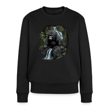 Gorille Singe Animal Bébé Louveteau Singe Gorilles - Pull Premium bio Femme - noir - Devant - Julia (174cm)