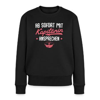 Seglerin Bootsführerschein bestanden Kapitänin - Frauen Premium Bio Pullover - Schwarz - Vorne - Julia (174cm)