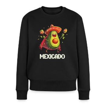 Avocado Mexicado Vegan Essen Vegitarier Maracas - Frauen Premium Bio Pullover - Schwarz - Vorne - Julia (174cm)