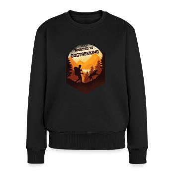 Addicted to Dogtrekking, Wandern mit Hund - Frauen Premium Bio Pullover - Schwarz - Vorne - Julia (174cm)