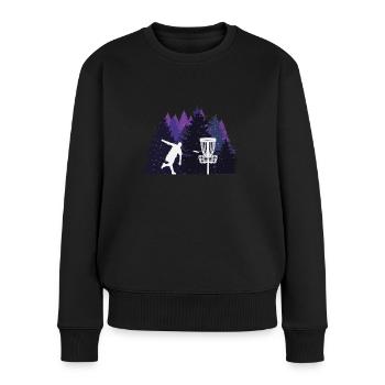 Trendsport Discgolf im schwarzen Wald - Frauen Premium Bio Pullover - Schwarz - Vorne - Julia (174cm)