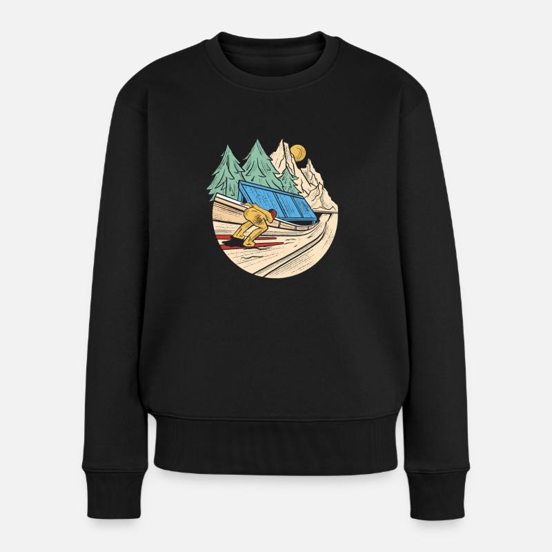 Skispringer auf der Sprungschanze, Zieeeehhh - Frauen Premium Bio Pullover - Schwarz