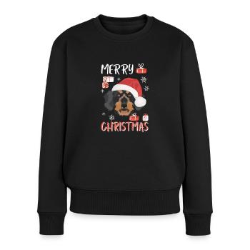 Rauhaardackel Weihnachten - Frauen Premium Bio Pullover - Schwarz - Vorne - Julia (174cm)