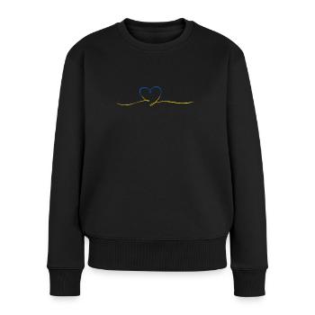 Frieden und Liebe für die Ukraine - Frauen Premium Bio Pullover - Schwarz - Vorne - Julia (174cm)