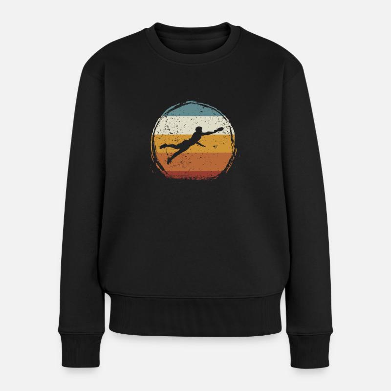 Retro vintage Ultimate Frisbee - Frauen Premium Bio Pullover - Schwarz